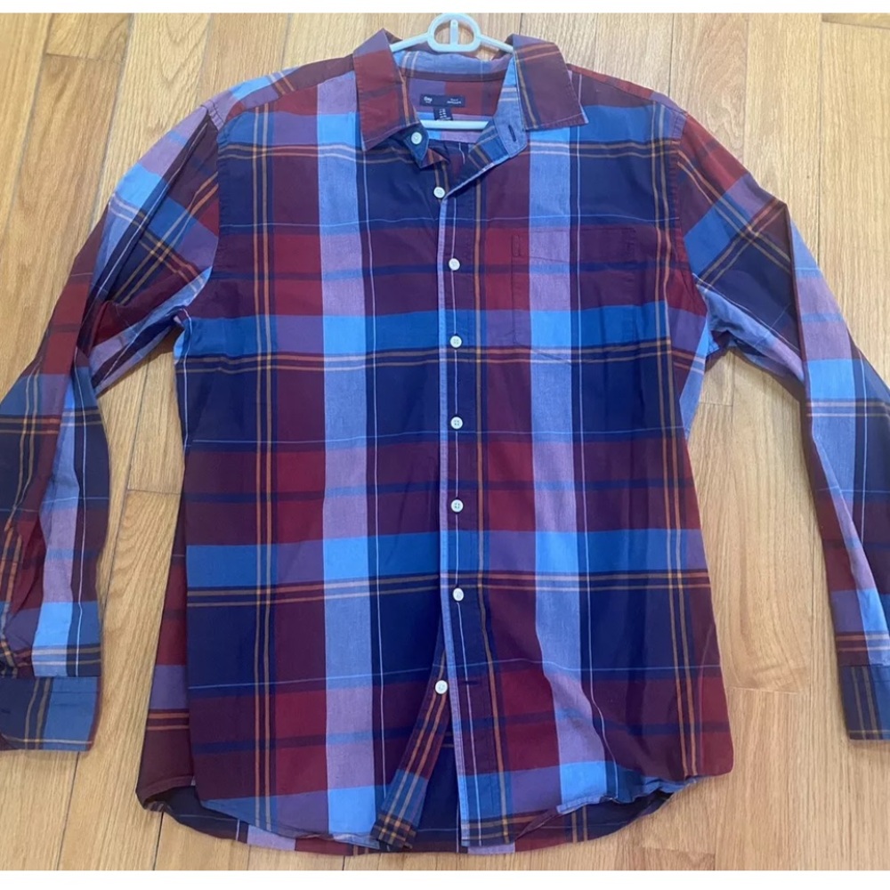 Blue Red GAP Plaid Button Up Shirt Size XL